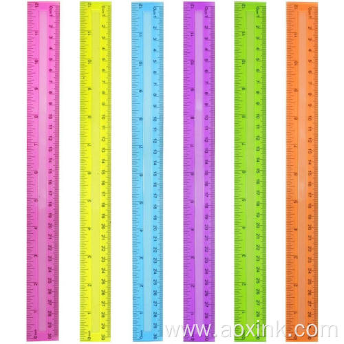 Transparent Ruler Straight Kids Student Fashion Plastic 30cm Rulers For School